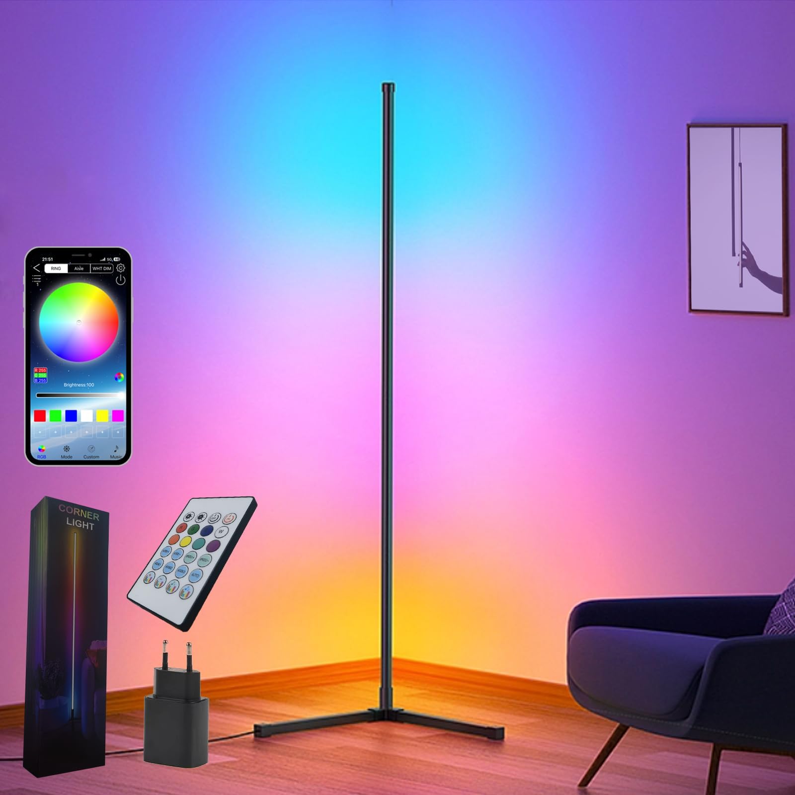 Sotipevs RGB フロアランプ 2本セット/153cm LED 調光可能 Sotipevs RGB フロアランプ 2本セット/153cm LED 調光可能